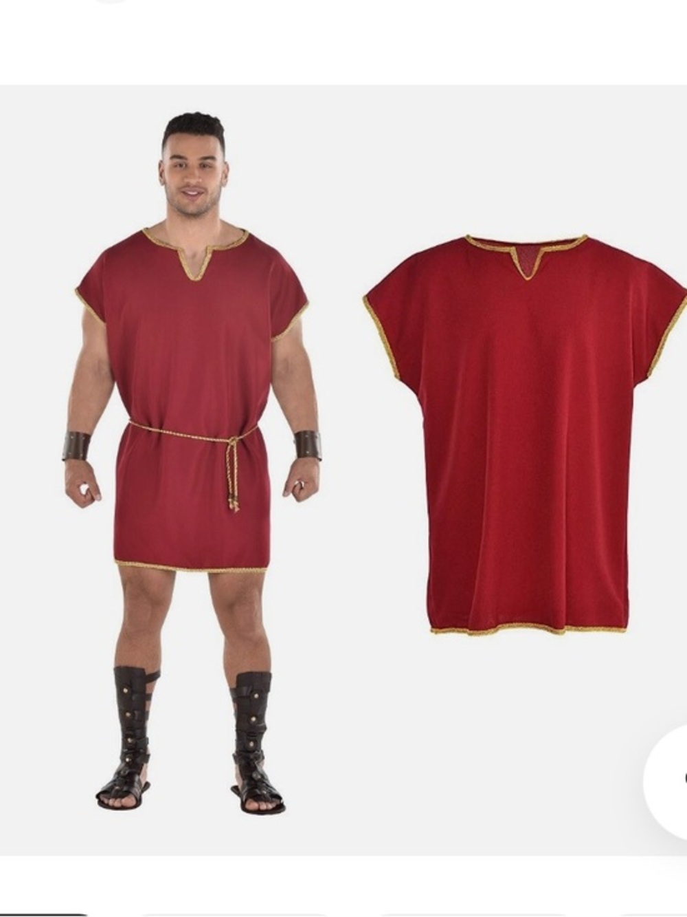 Greek Roman God Hercules Mythology Graduator Tunic Costume Top Dress Red Gold